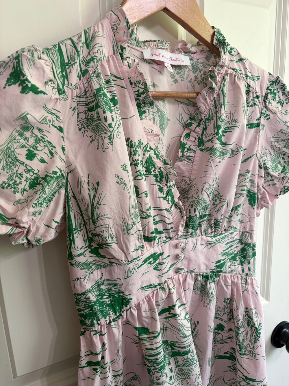 Beautiful size S dress by Meet me in Santorini.Toile. Ruffles. Summer perfectio - Picture 4 of 13